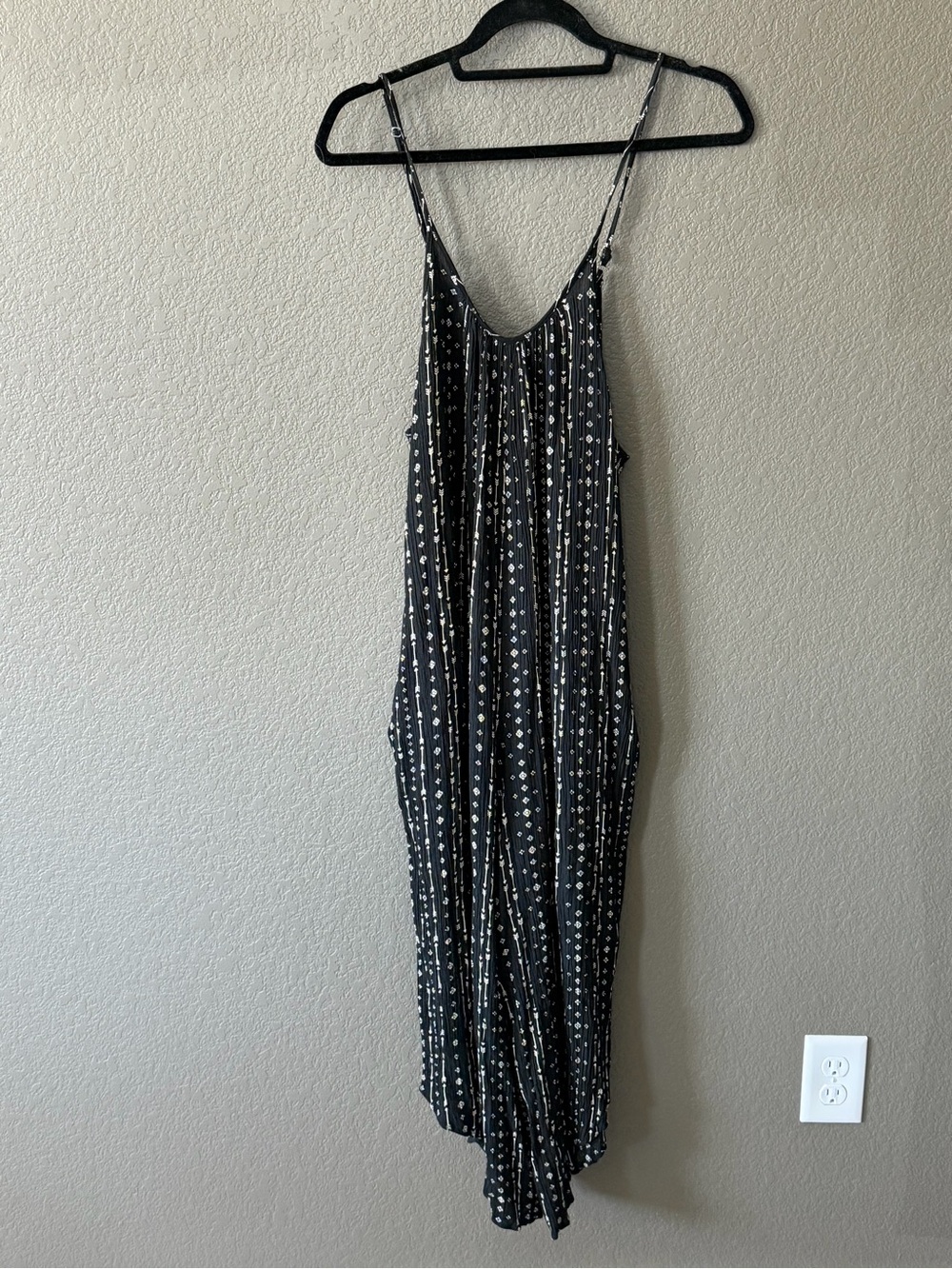 Black Spotted Strappy Jumpsuit